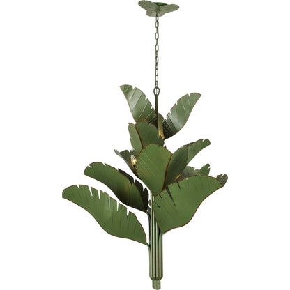 Banana Leaf Chandelier by Varaluz. Made from hand-crafted from recycled steel in a coastal style.