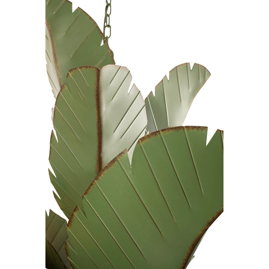 Banana Leaf Chandelier by Varaluz. Made from hand-crafted from recycled steel in a coastal style.