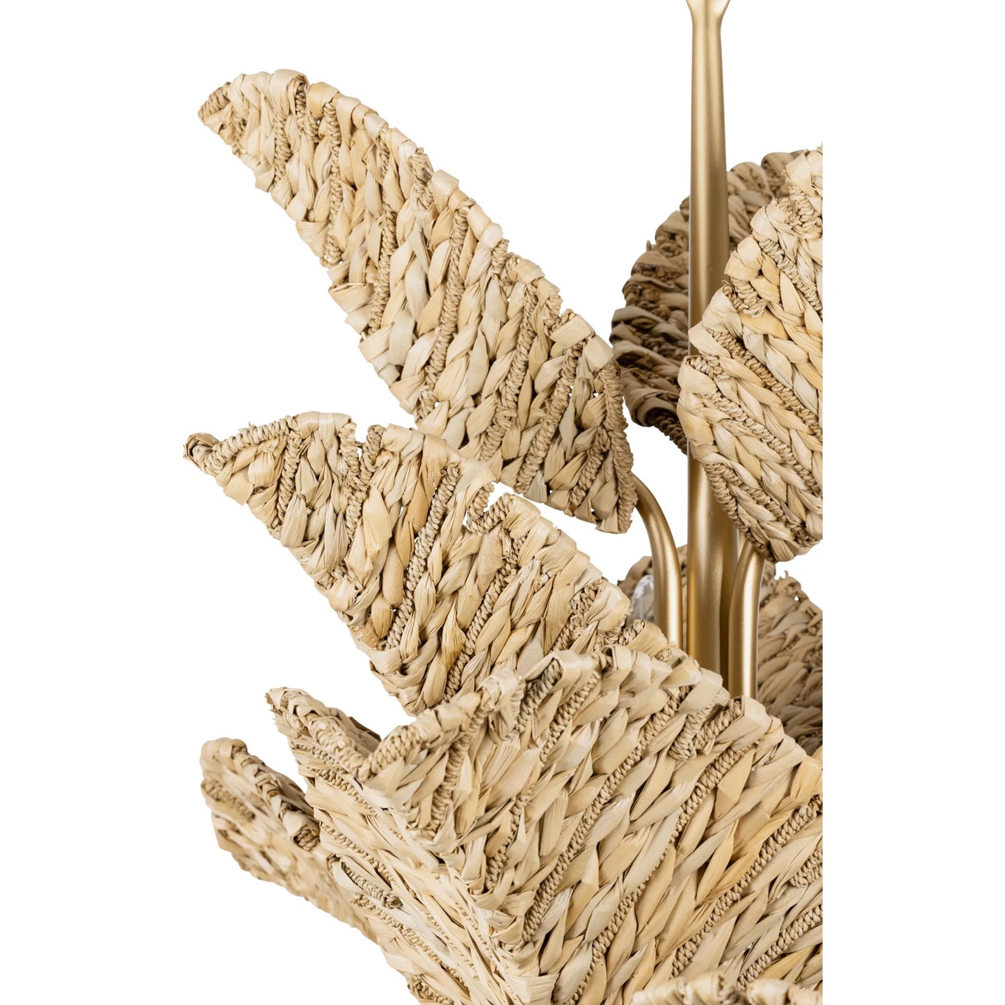 017 SI-2332059 | Closeup | Banana Chandelier by Varaluz in french gold, natural seagrass. Made from unique in a rustic style.