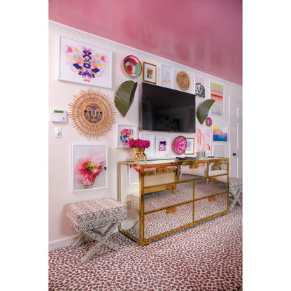 Sconce by Varaluz in banana leaf. Made from banana leaf, recycled steel in a coastal style.