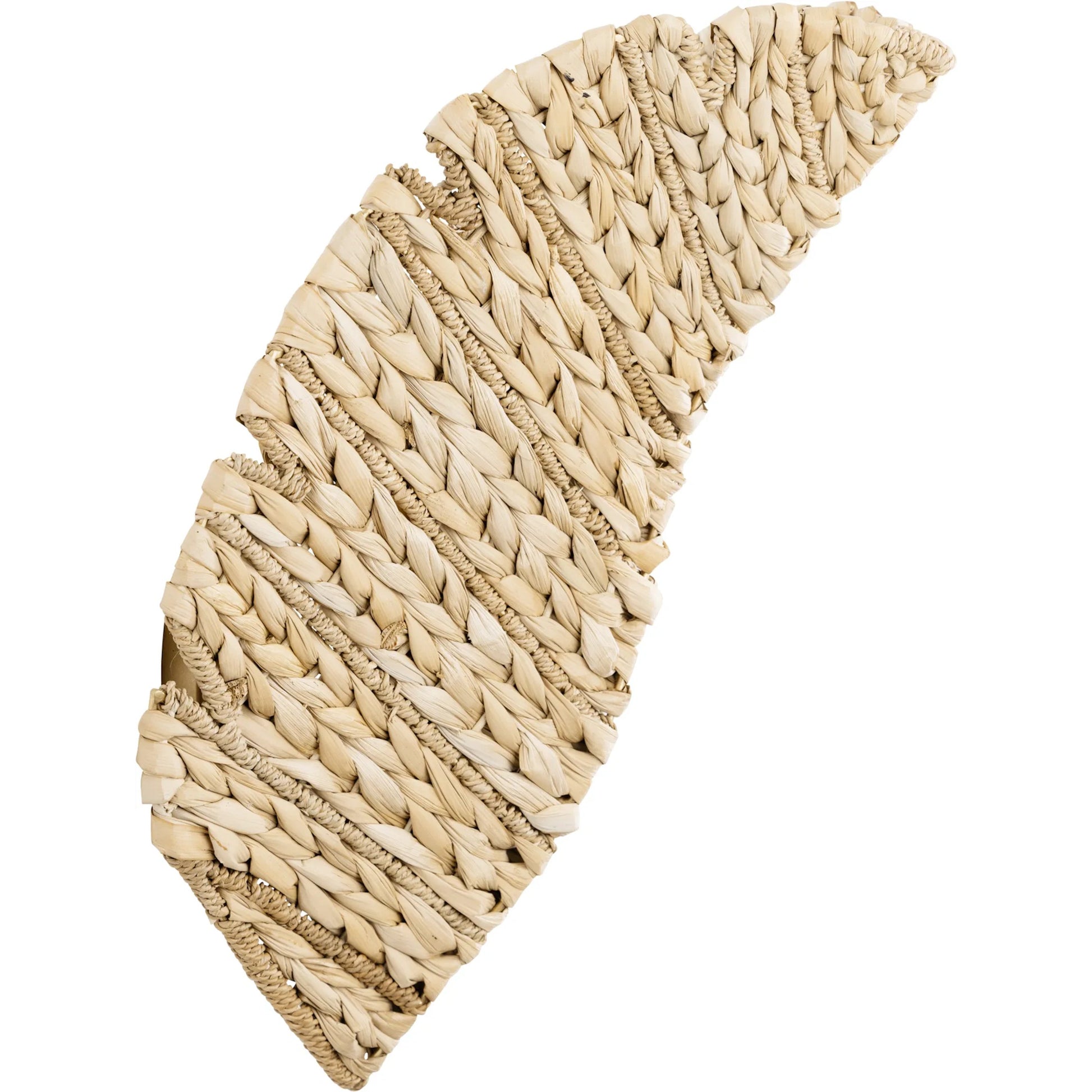 Banana Seagrass Sconce by Varaluz in french gold, natural seagrass. Made from unique in a rustic style.