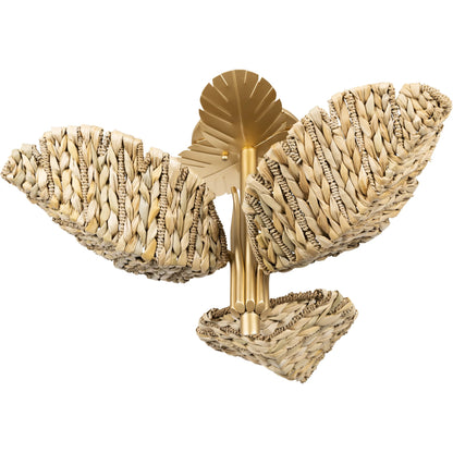 Banana Seagrass Semi-Flush by Varaluz in french gold, natural seagrass. Made from unique in a rustic style.