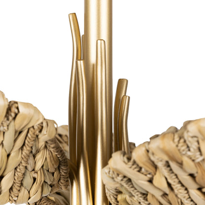 Banana Seagrass Semi-Flush by Varaluz in french gold, natural seagrass. Made from unique in a rustic style.