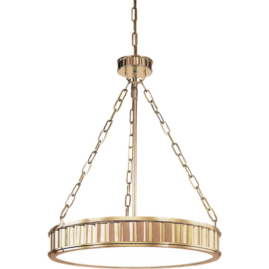 Middlebury Round Pendant by Hudson Valley. Made from brass in a transitional style.