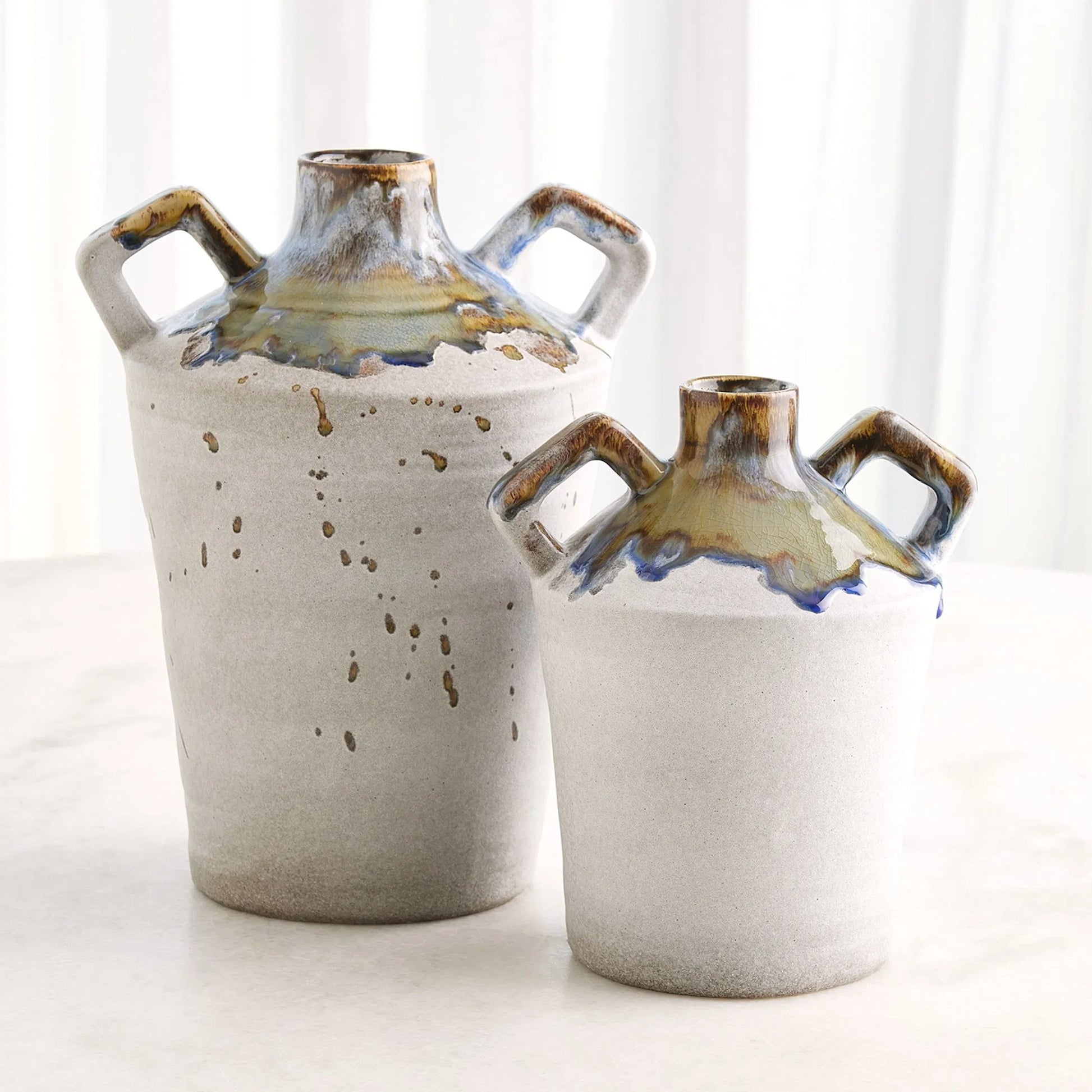 Volcan Handled Jar by Global Views in grey, reactive green. Made from ceramic in a eclectic & global style.