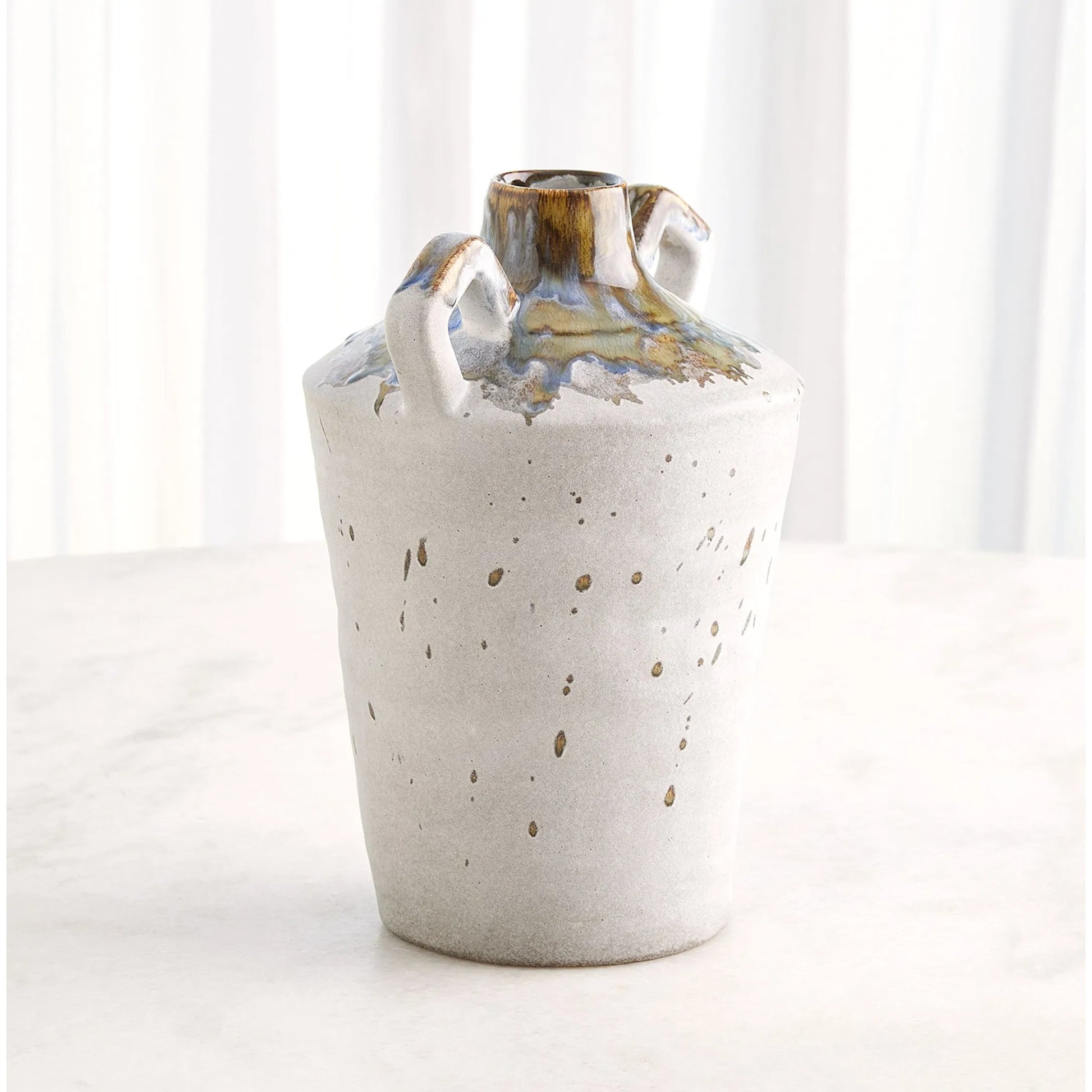 Volcan Handled Jar by Global Views in grey, reactive green. Made from ceramic in a eclectic & global style.