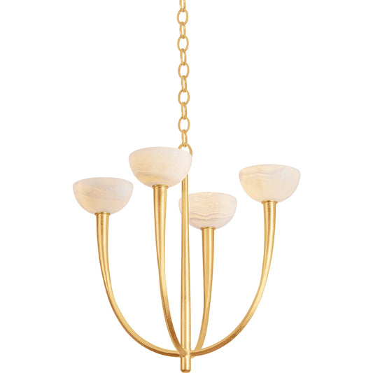 Maywood Chandelier by Hudson Valley in vintage gold leaf. Made from unique in a modern style.
