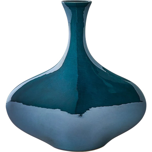 Silhouette Vase by Global Views in reactive blue. Made from ceramic in a unique style.