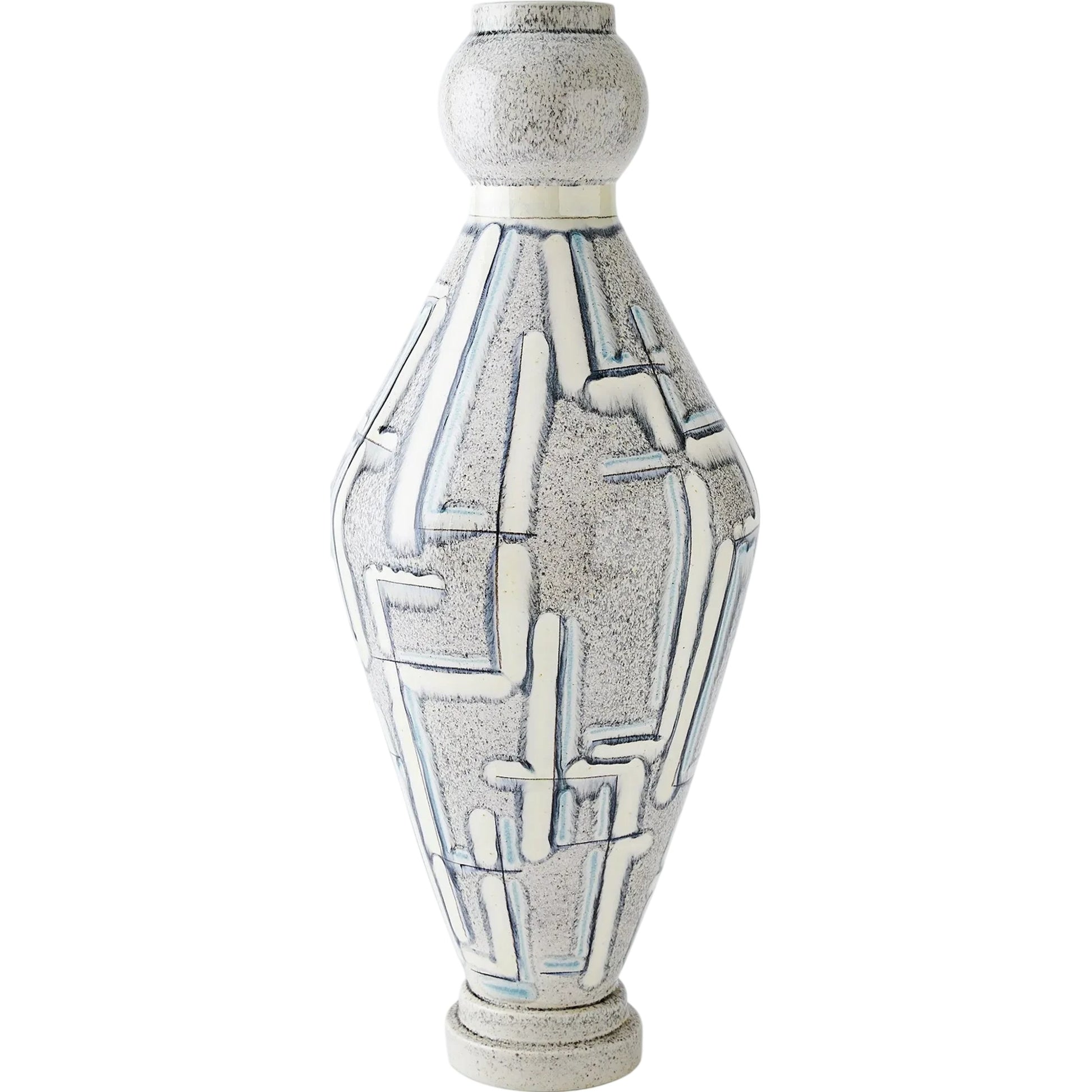 Spindle Vase by Global Views in grey, blue painted. Made from ceramic in a unique style.