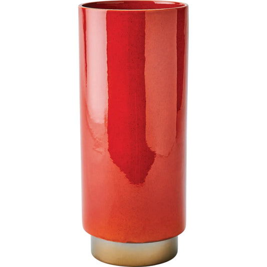 Rolo Vase by Global Views in red, bronze. Made from ceramic in a unique style.