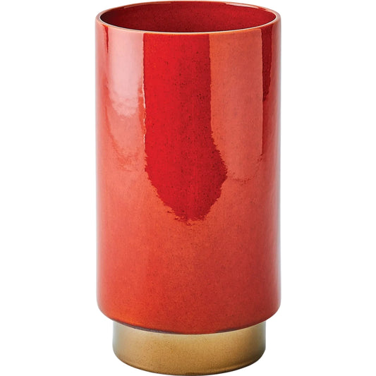 Rolo Vase by Global Views in red, bronze. Made from ceramic in a unique style.