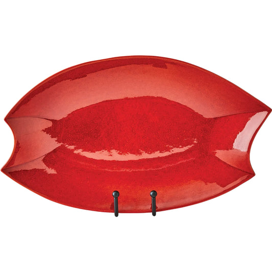 Rolo Platter by Global Views in red. Made from ceramic in a unique style.