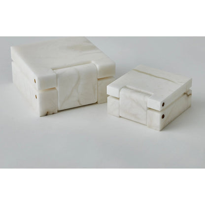 Hinged Alabaster Box by Global Views in white. Made from alabaster in a modern style.