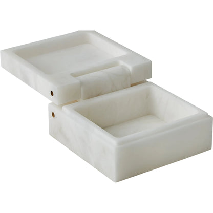 Hinged Alabaster Box by Global Views in white. Made from alabaster in a modern style.