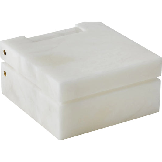 Hinged Alabaster Box by Global Views in white. Made from alabaster in a unique style.