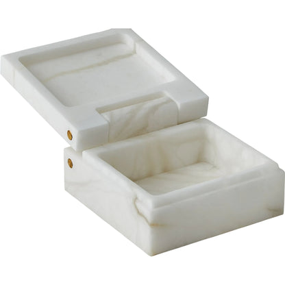 Hinged Alabaster Box by Global Views in white. Made from alabaster in a modern style.