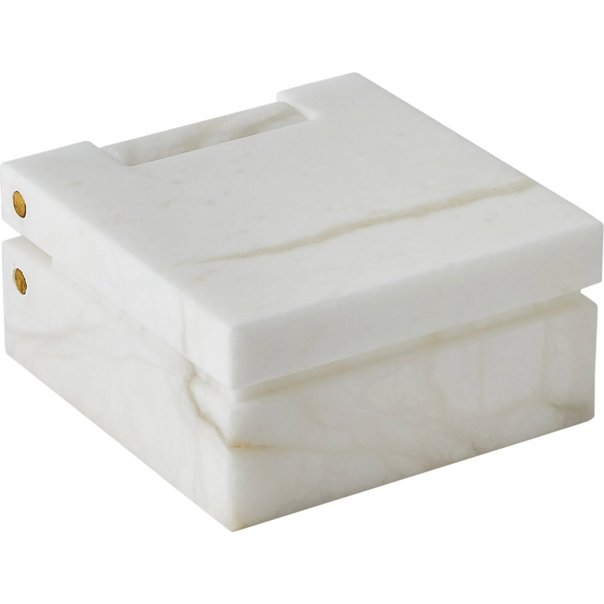 Hinged Alabaster Box by Global Views in white. Made from alabaster in a modern style.