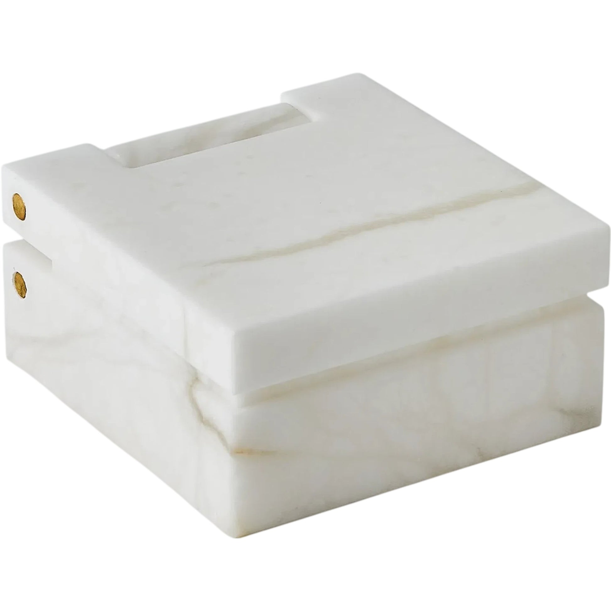 Hinged Alabaster Box by Global Views in white. Made from alabaster in a modern style.