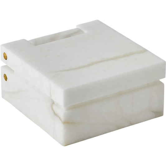 Hinged Alabaster Box by Global Views in white. Made from alabaster in a unique style.
