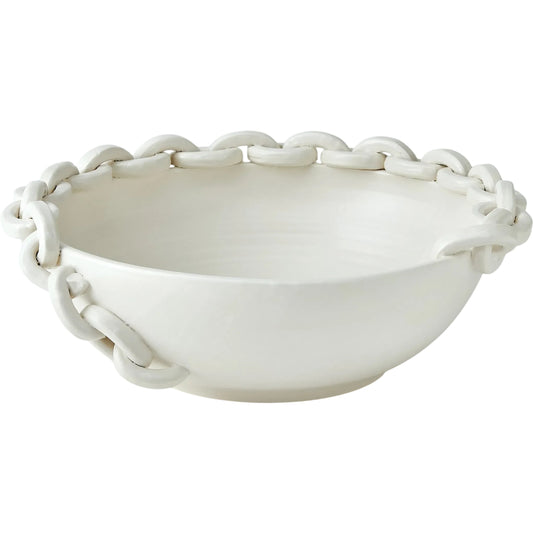 Catena Bowl by Global Views in matte white. Made from ceramic in a modern style.