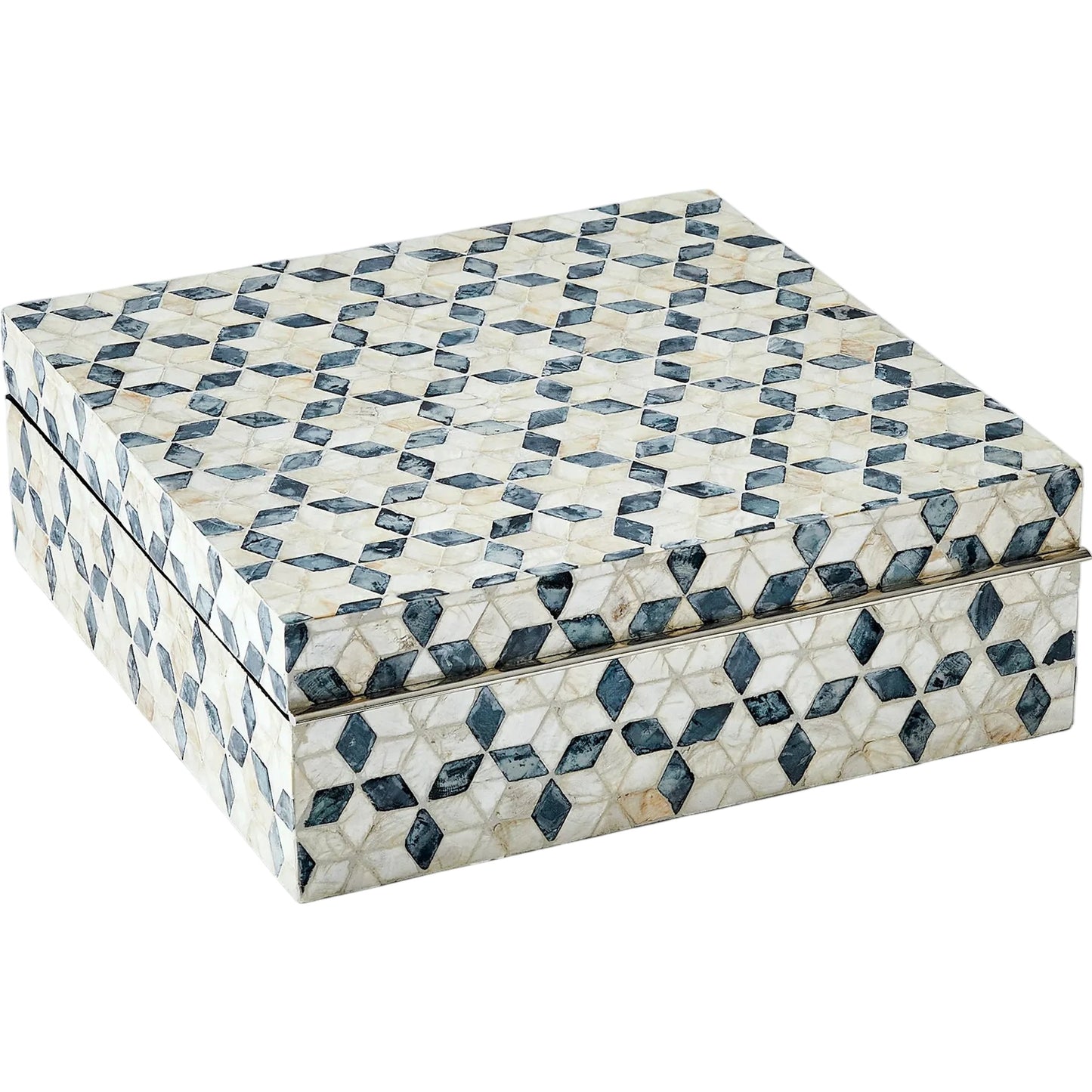 000 SI-2445524 | Primary Silo | Capiz Shell Box by Global Views in nickel. Made from mdf, stainless steel, capiz shell, mother of pearl in a eclectic & global style.