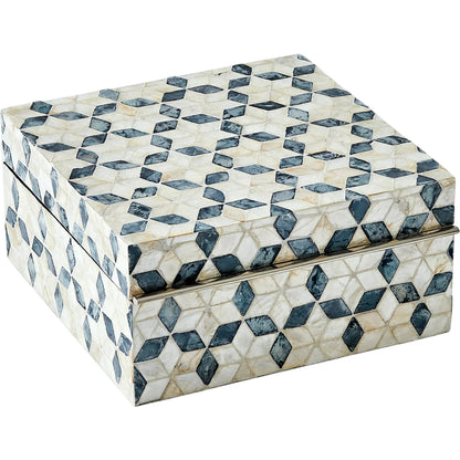 Capiz Shell Box by Global Views in nickel. Made from mdf, stainless steel, capiz shell, mother of pearl in a eclectic & global style.