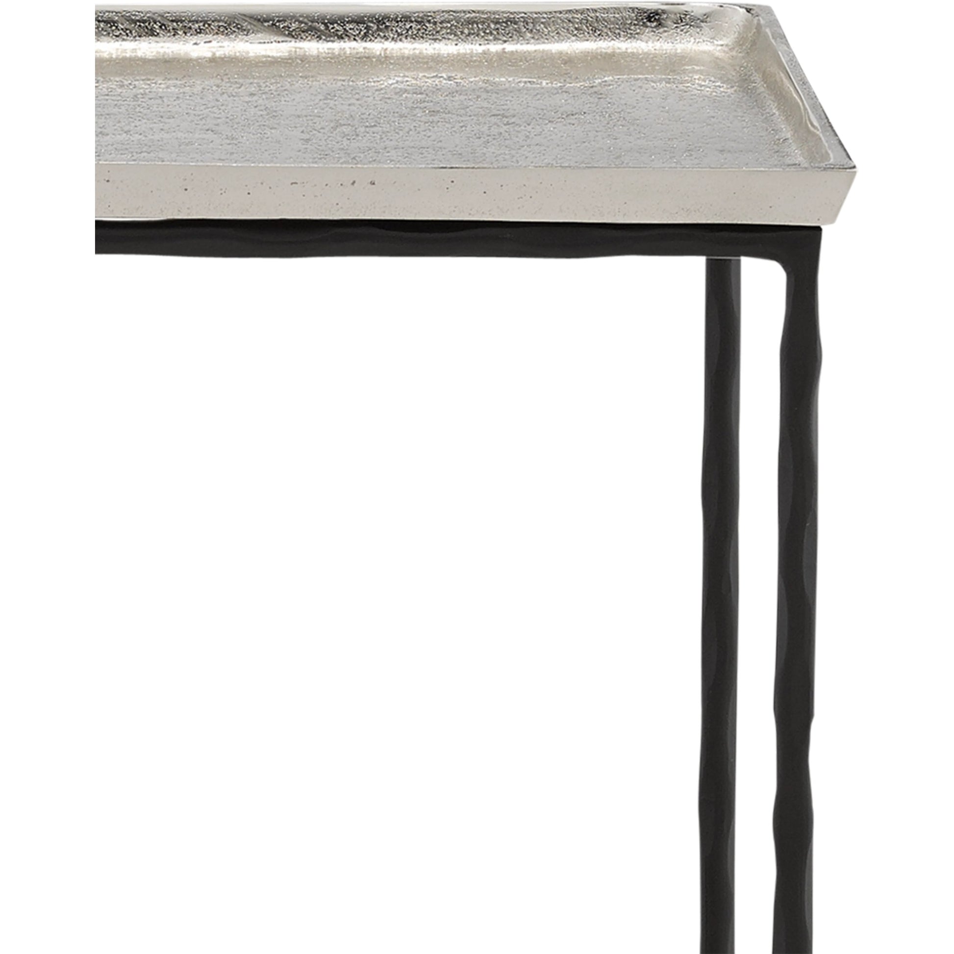 Boyles Brass Side Table by Currey and Company in antique brass, black. Made from cast aluminum, iron in a transitional style.