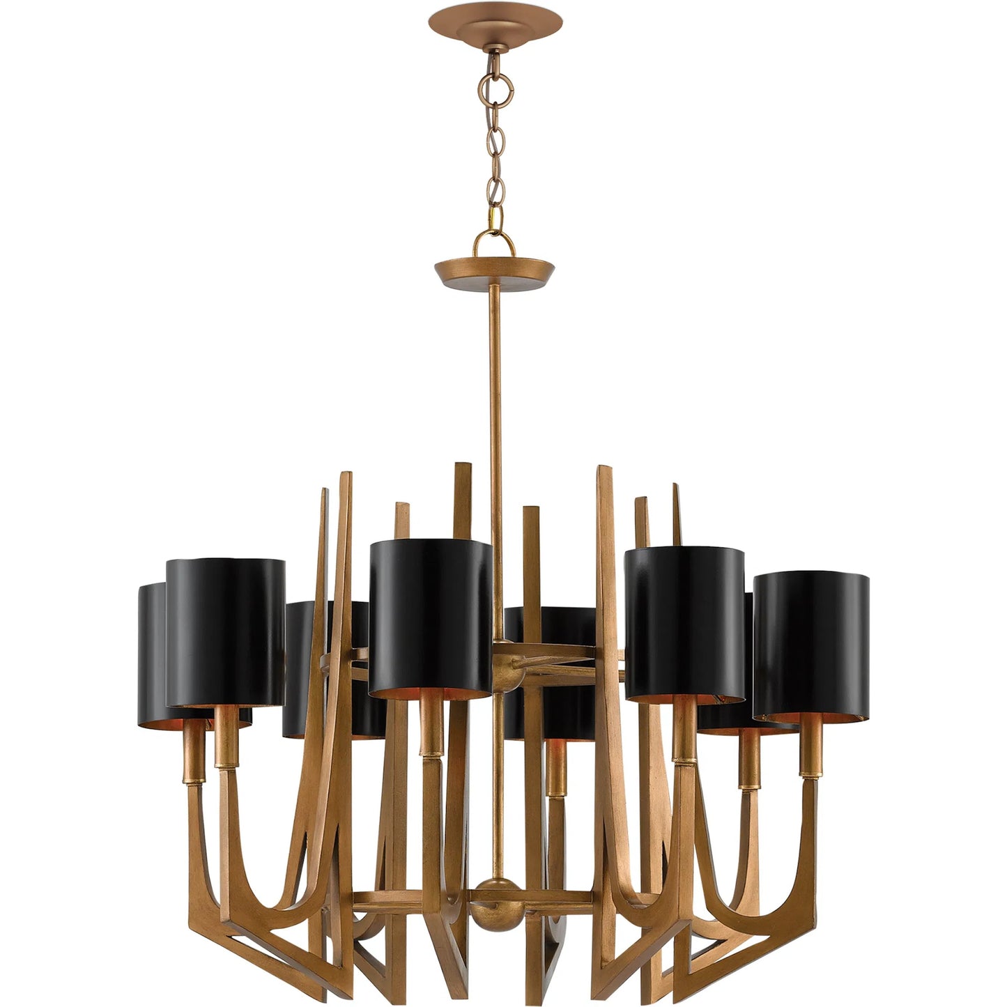 003 S-291337 | Additional Silo | Umberto Chandelier by Currey and Company in brass. Made from wrought iron in a modern style.