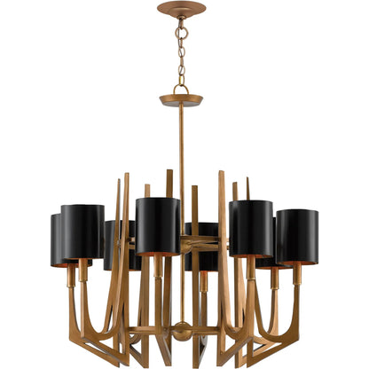 Umberto Chandelier by Currey and Company in brass. Made from wrought iron in a modern style.