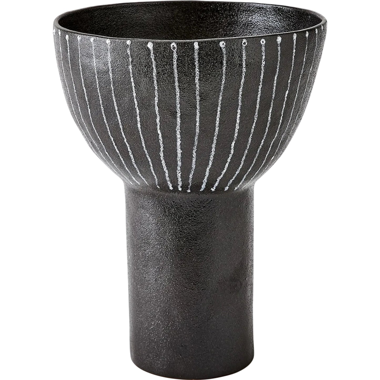 000 SI-2445710 | Primary Silo | Cinder Footed Bowl I by Global Views in striped. Made from stoneware in a rustic style.