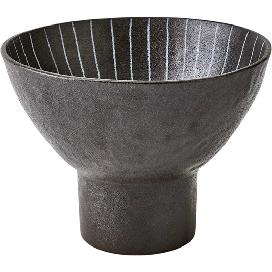 Cinder Footed Bowl I by Global Views in striped. Made from stoneware in a unique style.