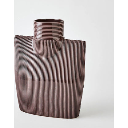 Ribbed Collar Vase by Global Views in plum. Made from unique in a eclectic & global style.