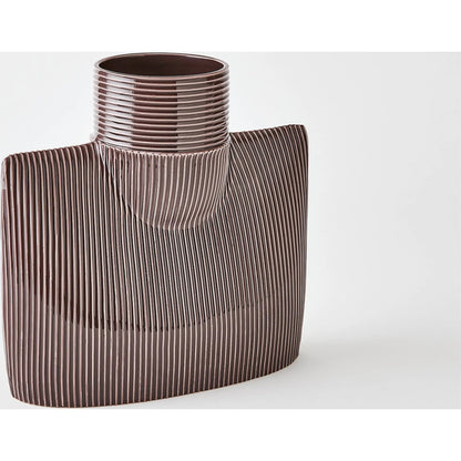 Ribbed Collar Vase by Global Views in plum. Made from unique in a eclectic & global style.