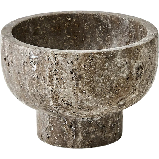 Priory Bowl by Global Views in titanium. Made from titatenium (grey) travertine in a unique style.