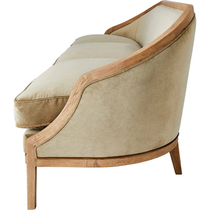 Tailored Sofa by Global Views in red and bleached oak. Made from unique in a traditional style.