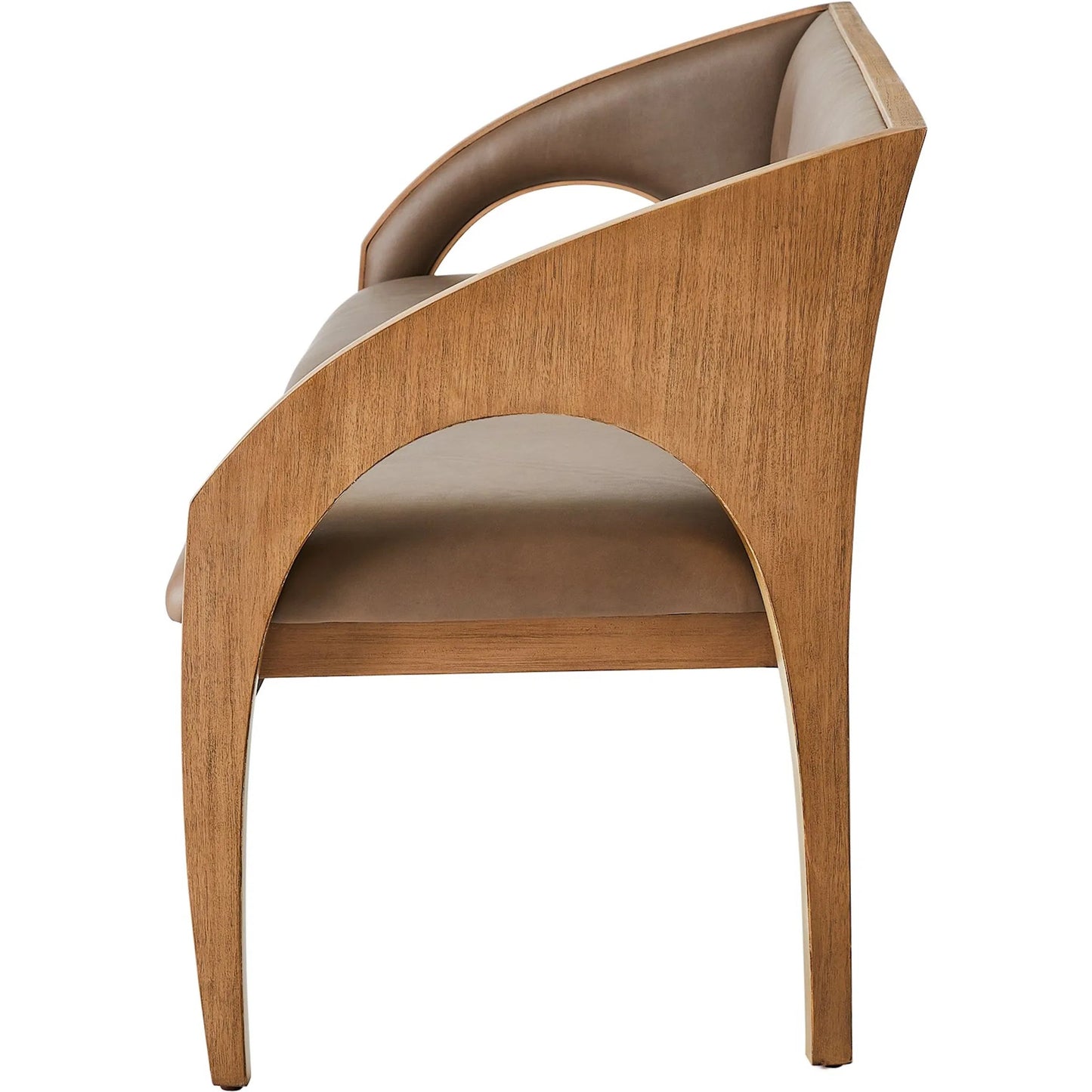 010 SI-2446256 | Additional Silo | Arches Bench by Global Views in nutmeg, champagne. Made from plywood, veneer, leather in a traditional style.