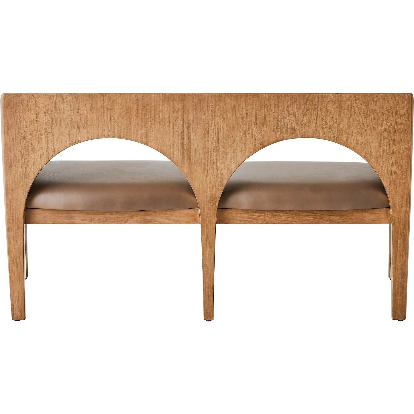 003 SI-2446256 | Additional Silo | Arches Bench by Global Views in nutmeg, champagne. Made from plywood, veneer, leather in a traditional style.
