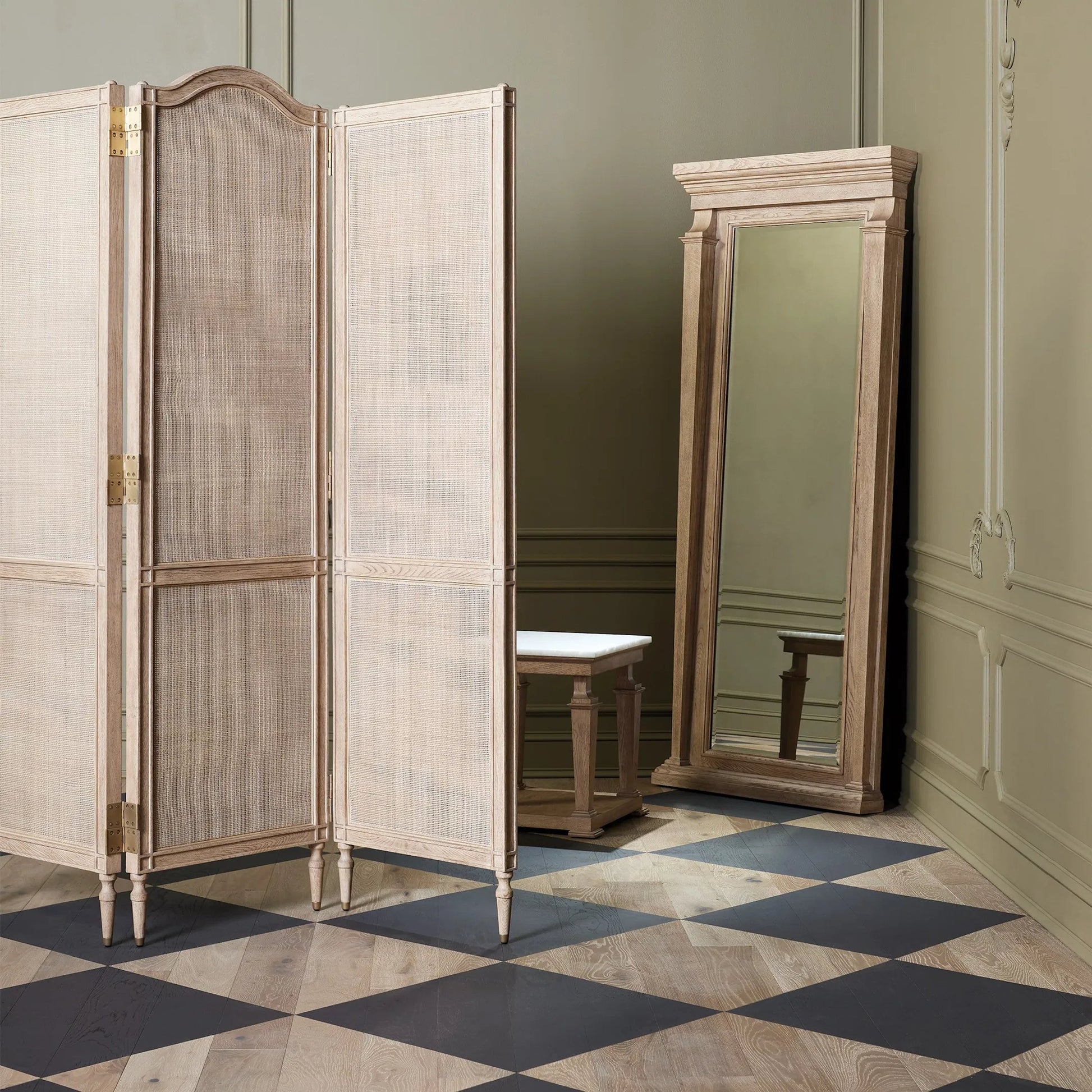 Josephine Floor Mirror by Global Views in blackened oak. Made from unique in a unique style.