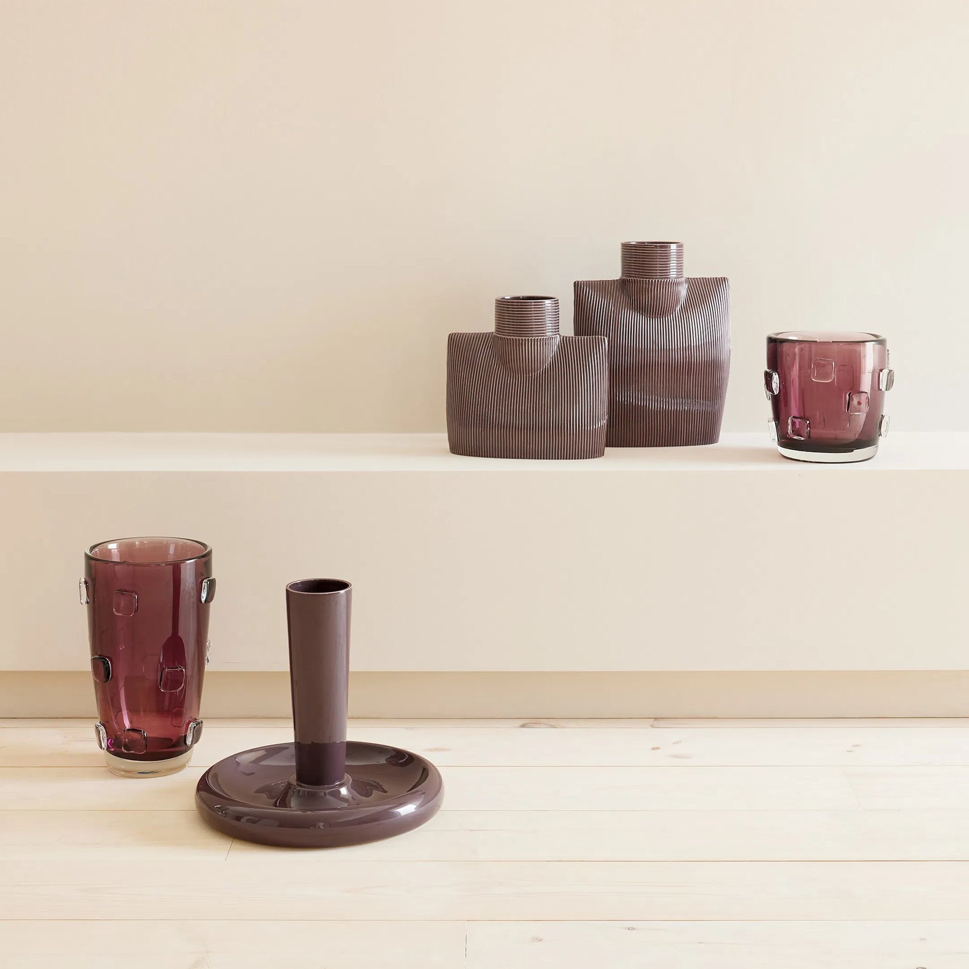 Ribbed Collar Vase by Global Views in plum. Made from unique in a eclectic & global style.