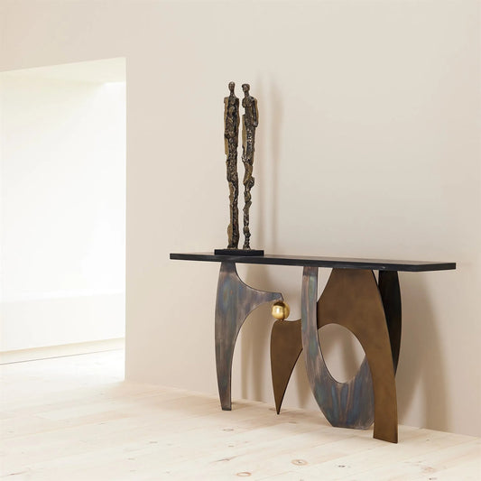 Mobile Console by Global Views in gold, natural, black, tan and marble. Made from unique in a modern style.