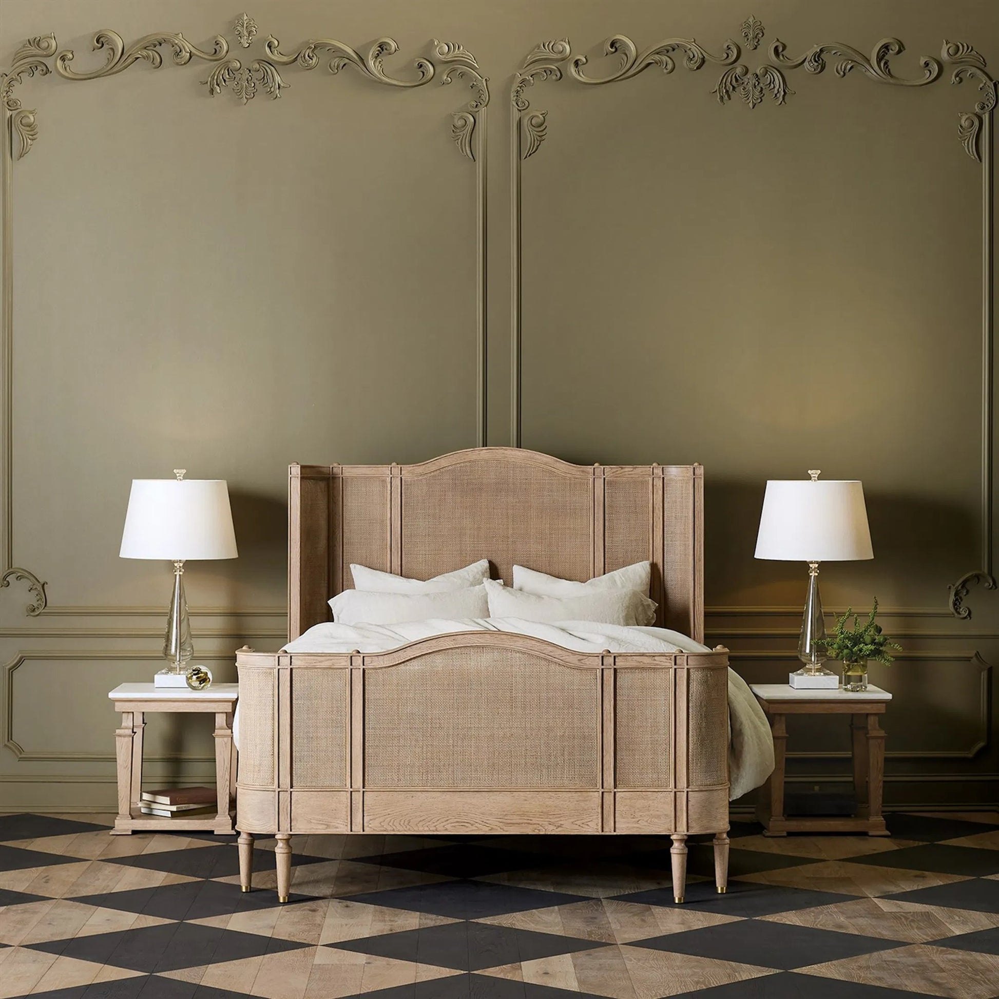Josephine King Bed by Global Views in blackened oak. Made from unique in a unique style.