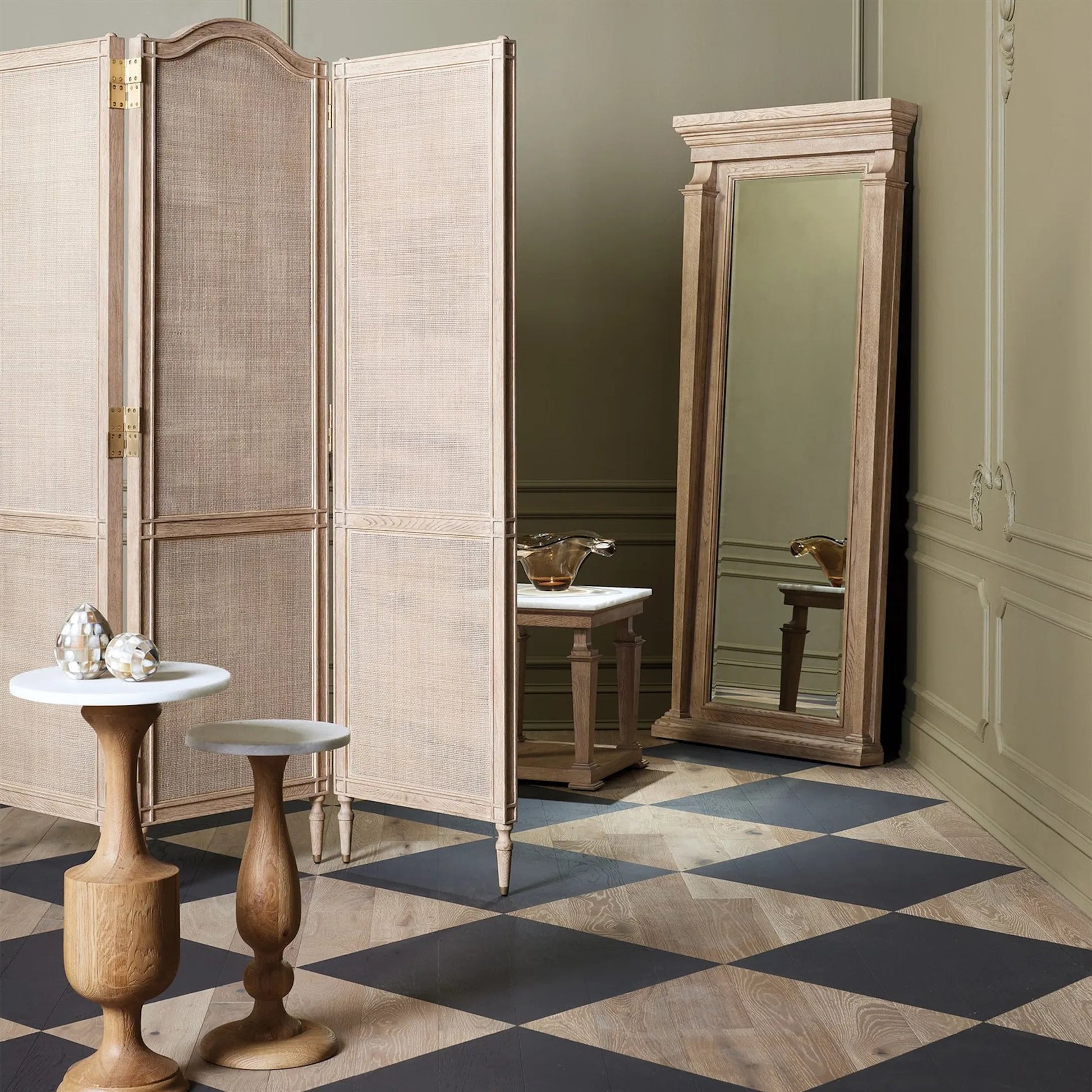 Josephine Floor Mirror by Global Views in blackened oak. Made from unique in a unique style.