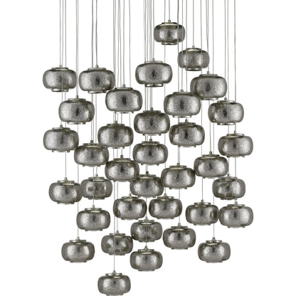 Pepper Pendant by Currey and Company in painted silver, nickel. Made from metal in a modern style.