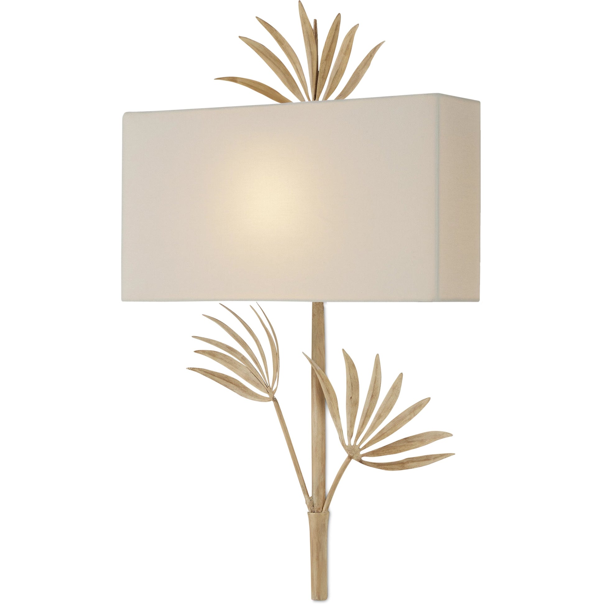 Calliope Wall Sconce by Currey and Company in coco cream. Made from wrought iron, fabric in a modern style.