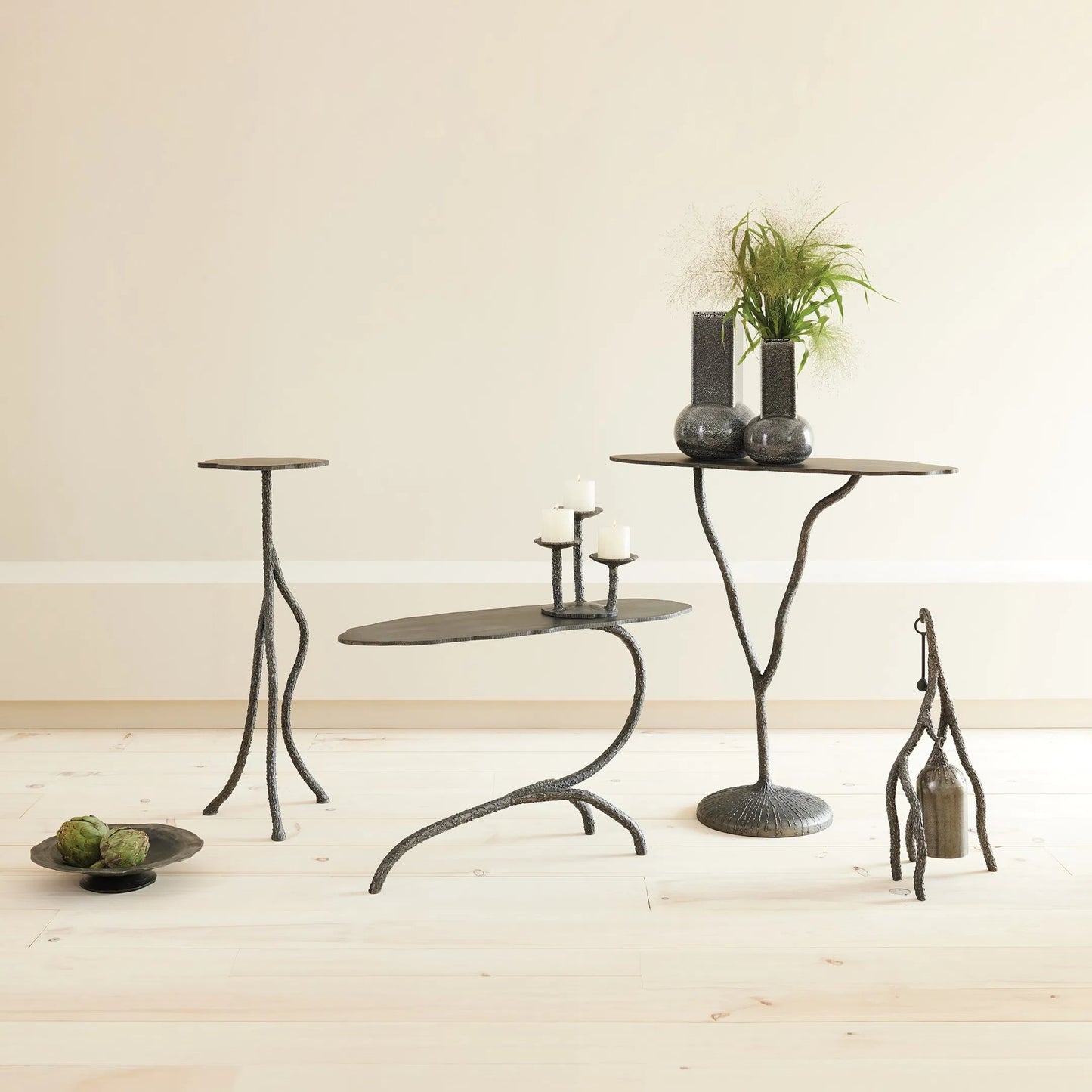 000 SI-2446259 | Lifestyle | Forest Blossom Console by Global Views in natural iron. Made from iron in a rustic style.