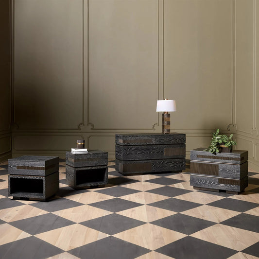Brazil Dresser by Global Views in black and bronze. Made from unique in a unique style.