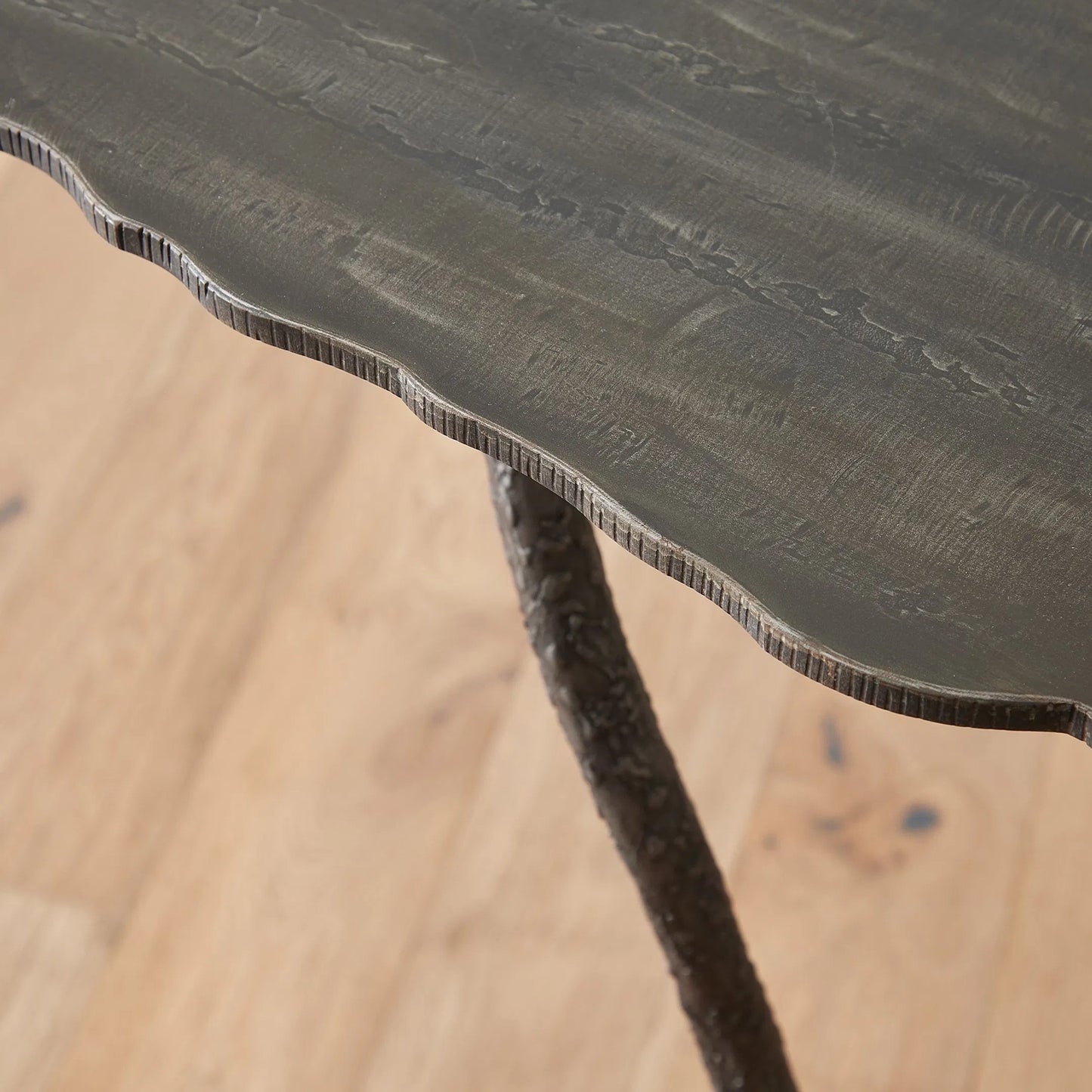 003 SI-2446259 | Closeup | Forest Blossom Console by Global Views in natural iron. Made from iron in a rustic style.