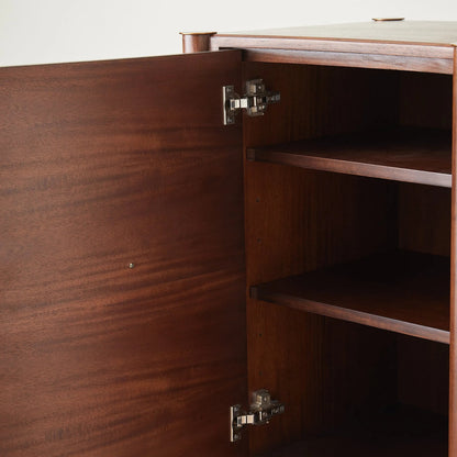 Triple Curve Cabinet by Global Views in walnut. Made from walnut wood, brass in a traditional style.