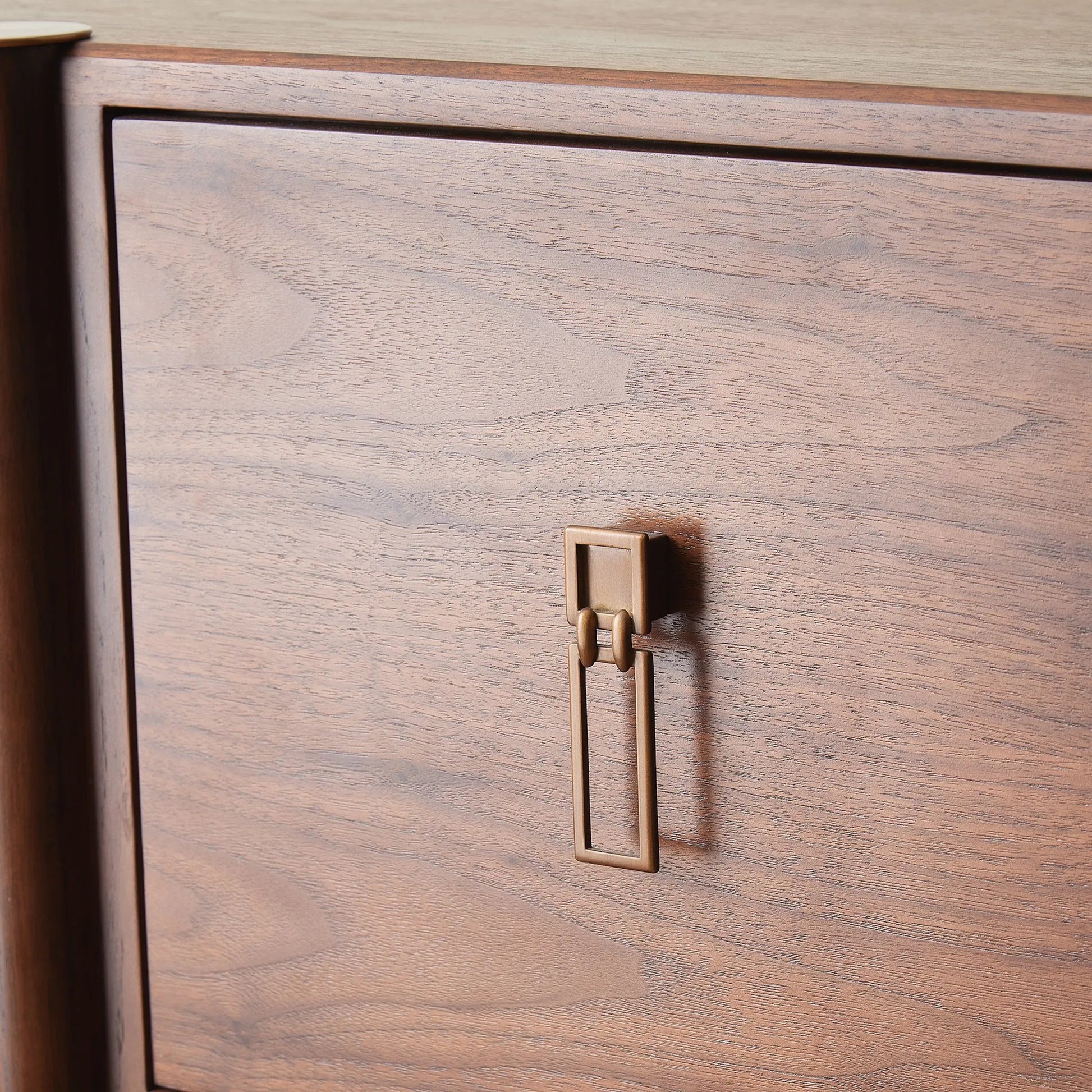 Triple Curve Cabinet by Global Views in walnut. Made from walnut wood, brass in a traditional style.