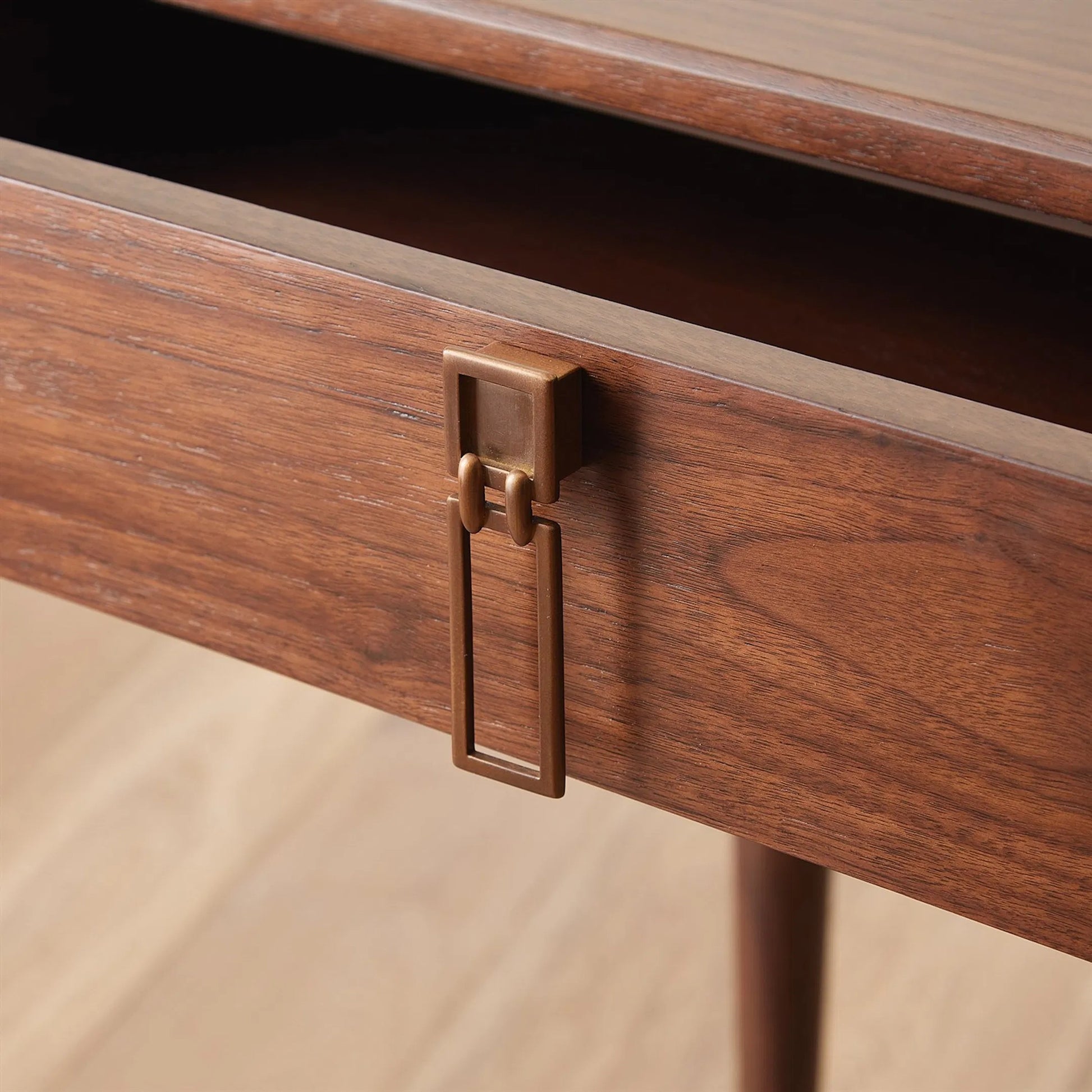 Triple Curve Desk by Global Views in walnut and aged brass. Made from unique in a traditional style.